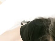 无毛肥逼骚女和炮友激情啪啪开档灰丝后入