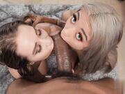 辣妹吉亚 迪贝拉和雅典娜 安德森分享一个肉棒