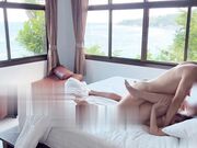 浪漫海景房的约会，白皙大奶激情，美景佳人超赞推荐