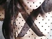 性感透视装黑丝带着面具跳舞