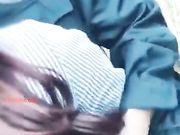 光天化日风骚大波网红园区草坪勾引巡逻的保安大叔躲到隐秘的树丛中野战无套内射说大叔你怎么射BB里啦