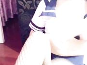 骚学妹的诱惑，自己舔手指舔道具看着真骚，脱光了自己摸着奶子道具抽插