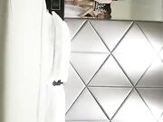 舌吻隔着内裤摸逼洗完澡口交舔弄，抱起屁股抽插晃动奶子